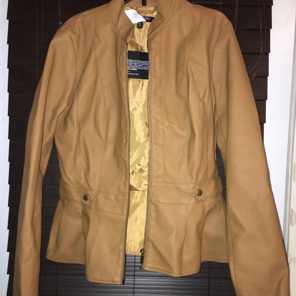 Faux leather jacket tan